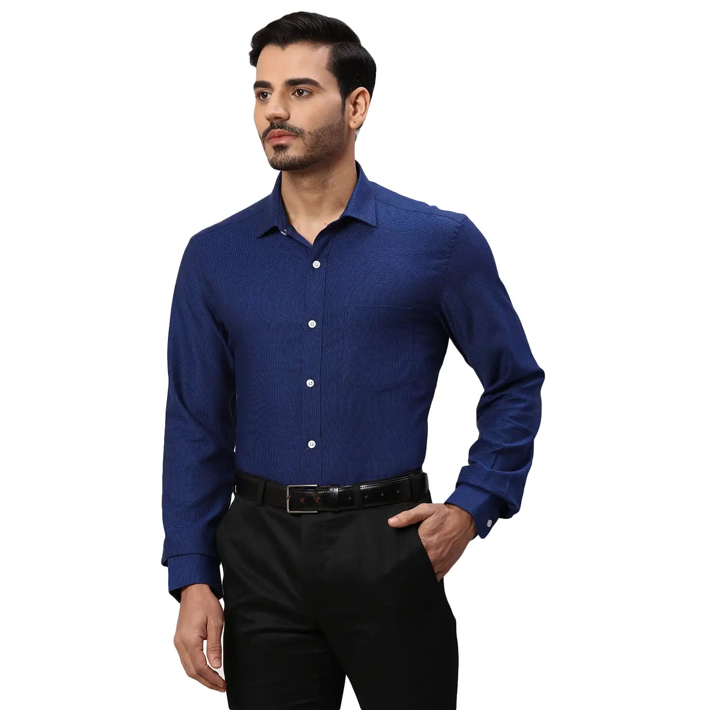 Park Avenue Men Maroon Structure Regular Fit Cotton Full Sleeve Ainsley Collar Shirt