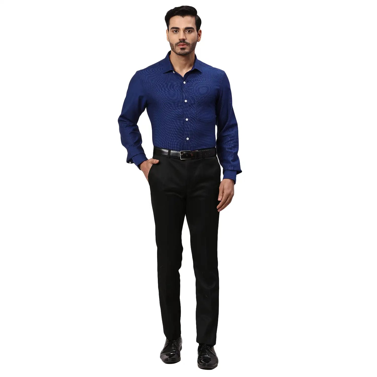 Park Avenue Men Maroon Structure Regular Fit Cotton Full Sleeve Ainsley Collar Shirt