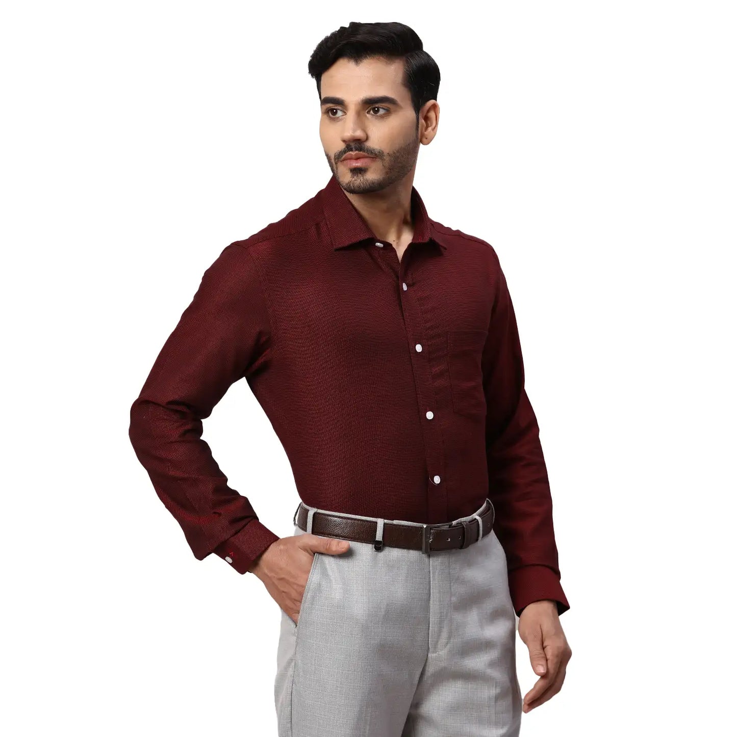 Park Avenue Men Yellow Structure Regular Fit Cotton Full Sleeve Ainsley Collar Shirt