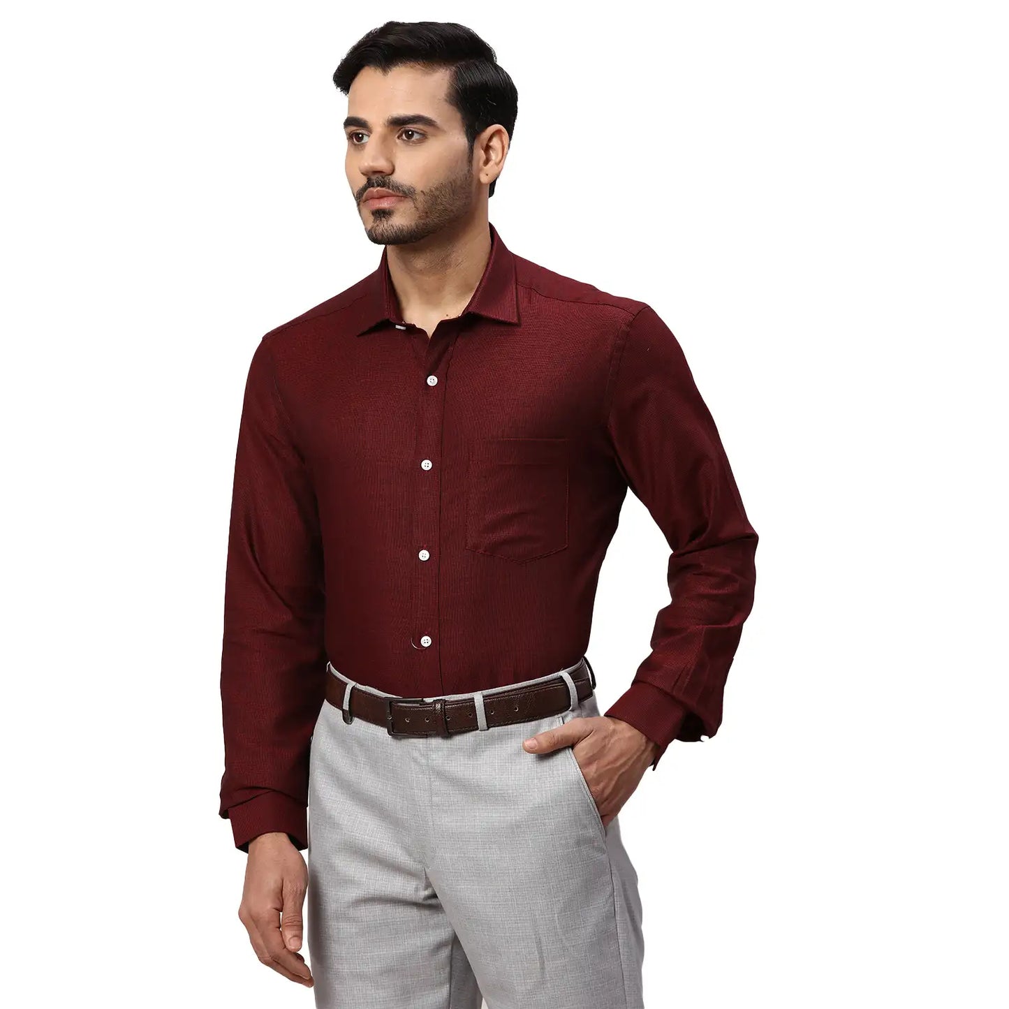 Park Avenue Men Yellow Structure Regular Fit Cotton Full Sleeve Ainsley Collar Shirt