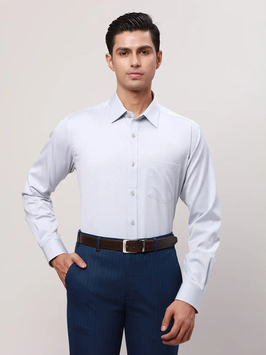 Park Avenue Men White Solid Regular Fit Cotton Full Sleeve Ainsley Collar Shirt