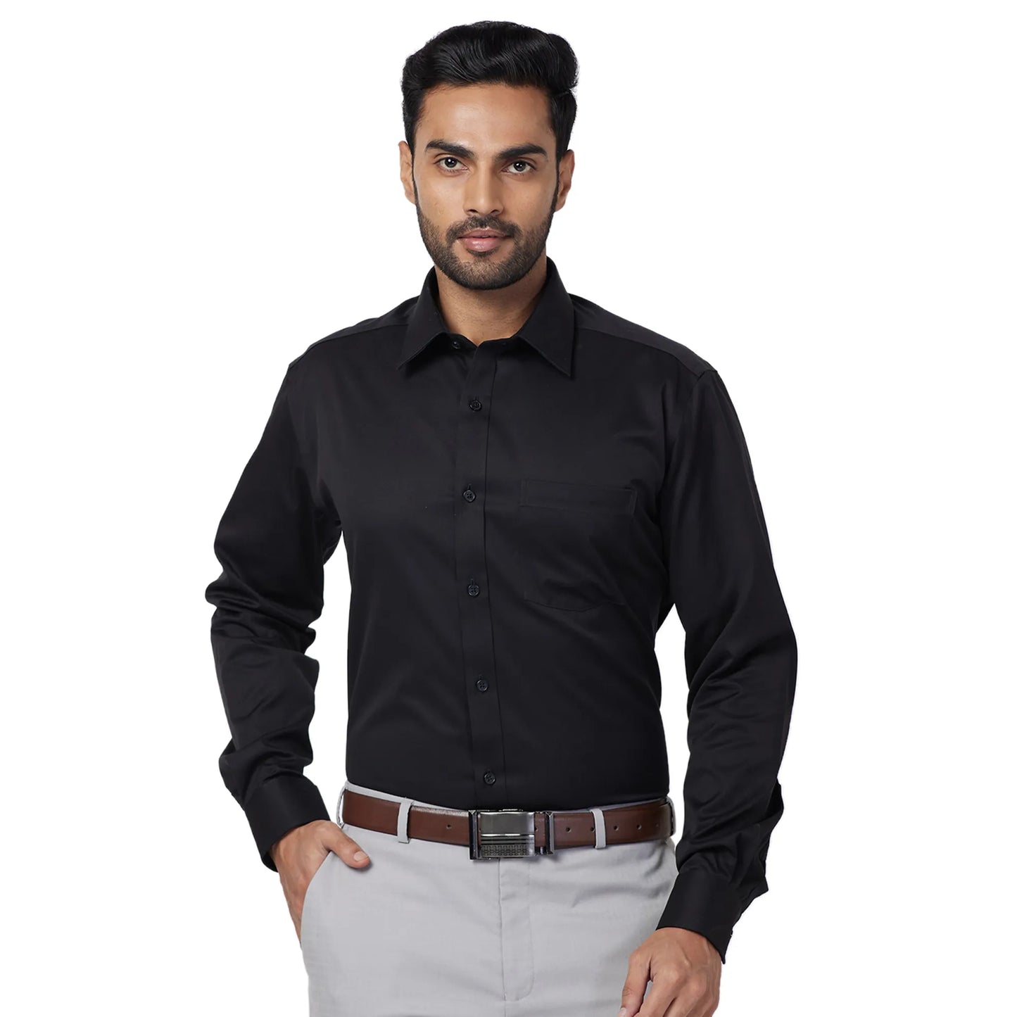 Park Avenue Men Brown Stripe Regular Fit Cotton Full Sleeve Ainsley Collar Shirt