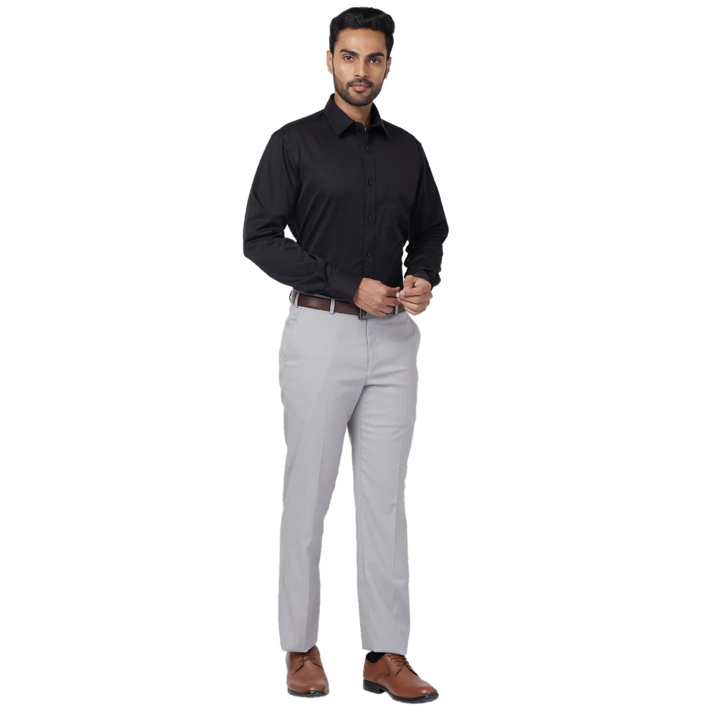 Park Avenue Men Brown Stripe Regular Fit Cotton Full Sleeve Ainsley Collar Shirt
