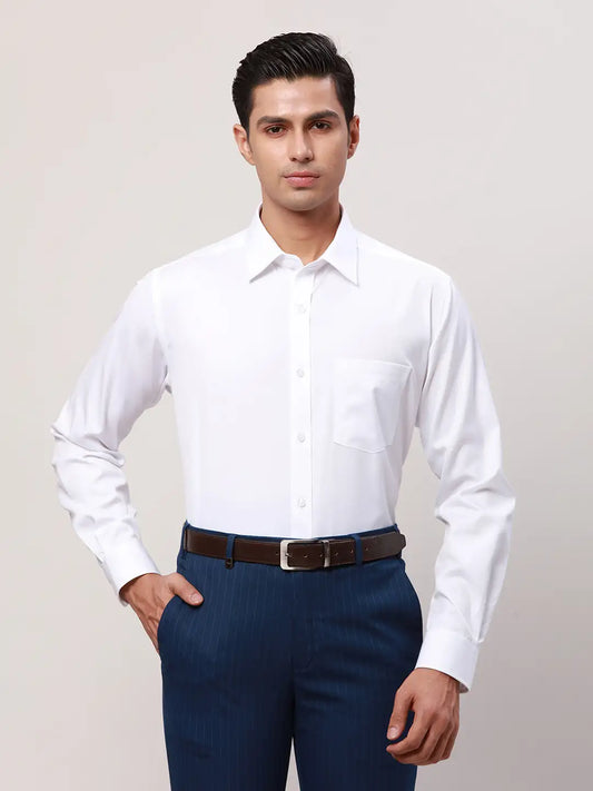 Park Avenue Men Blue Structure Regular Fit Cotton Full Sleeve Ainsley Collar Shirt