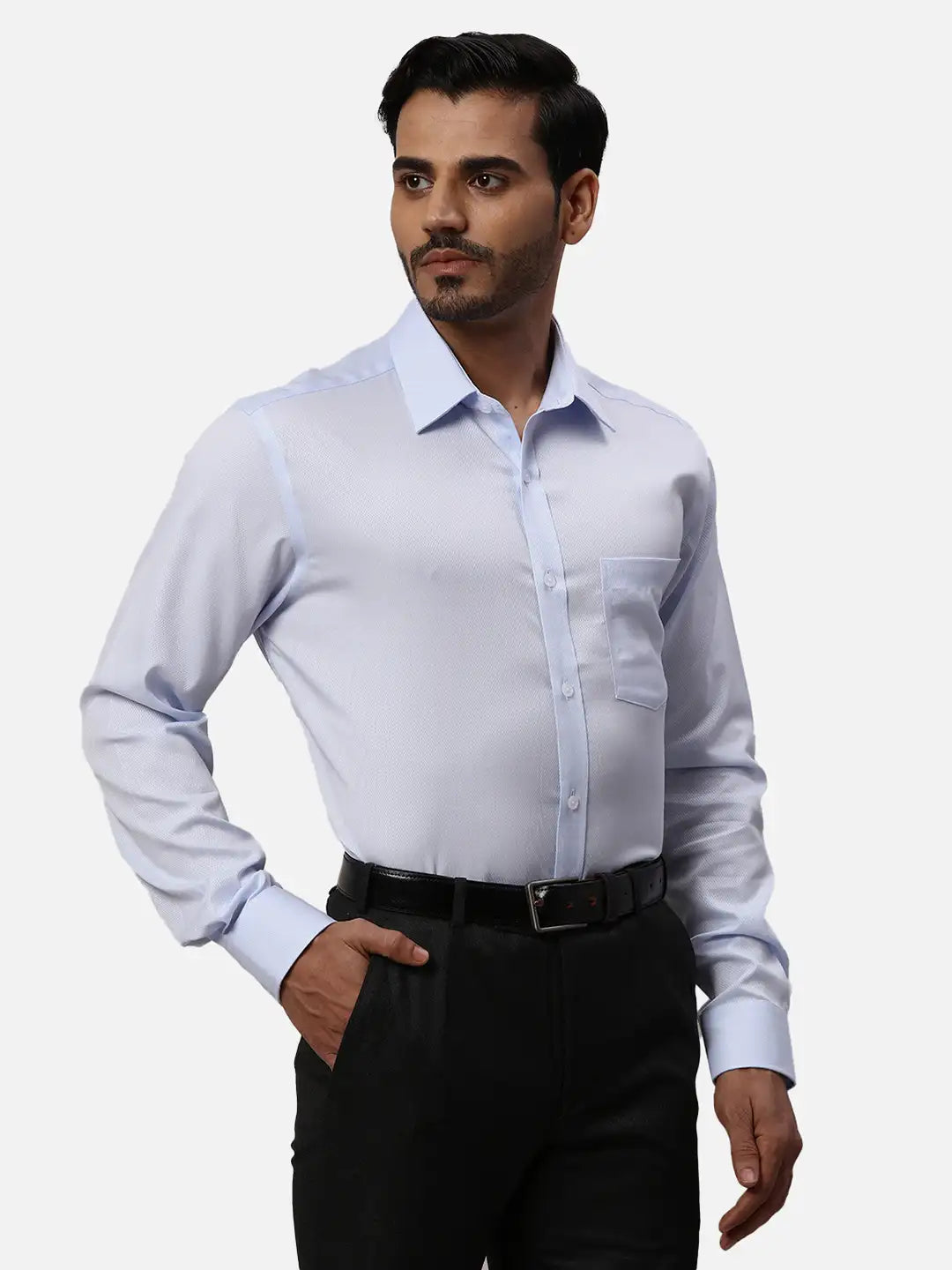 Park Avenue Regular Fit Self Design Medium Green Shirt