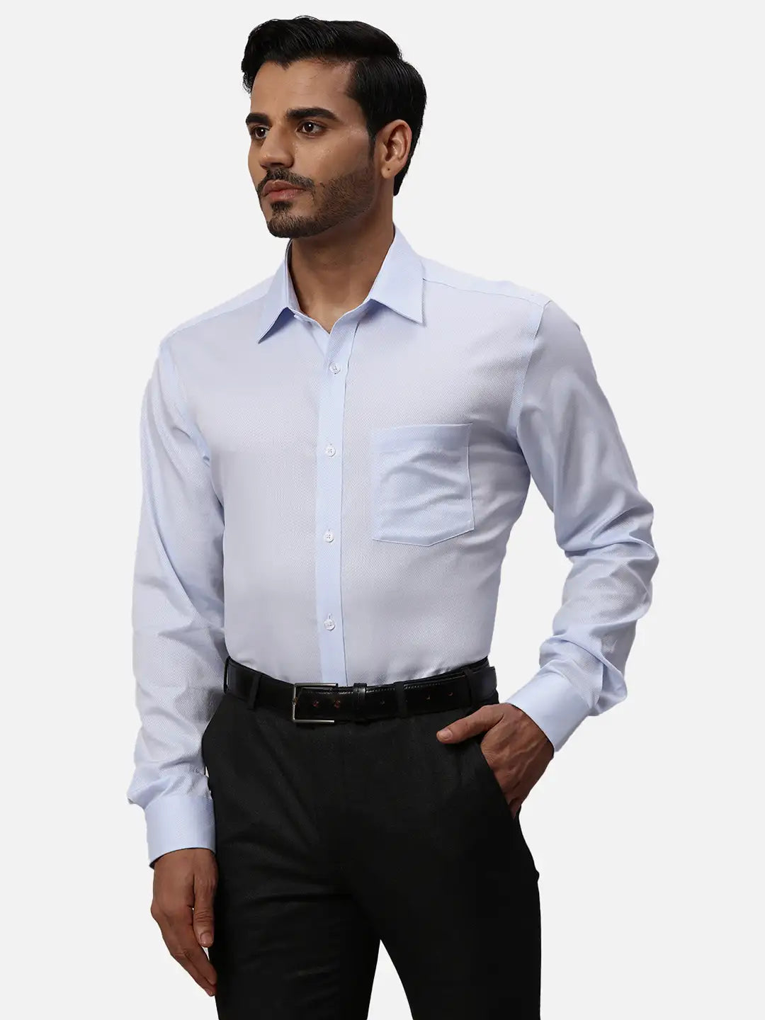 Park Avenue Regular Fit Self Design Medium Green Shirt
