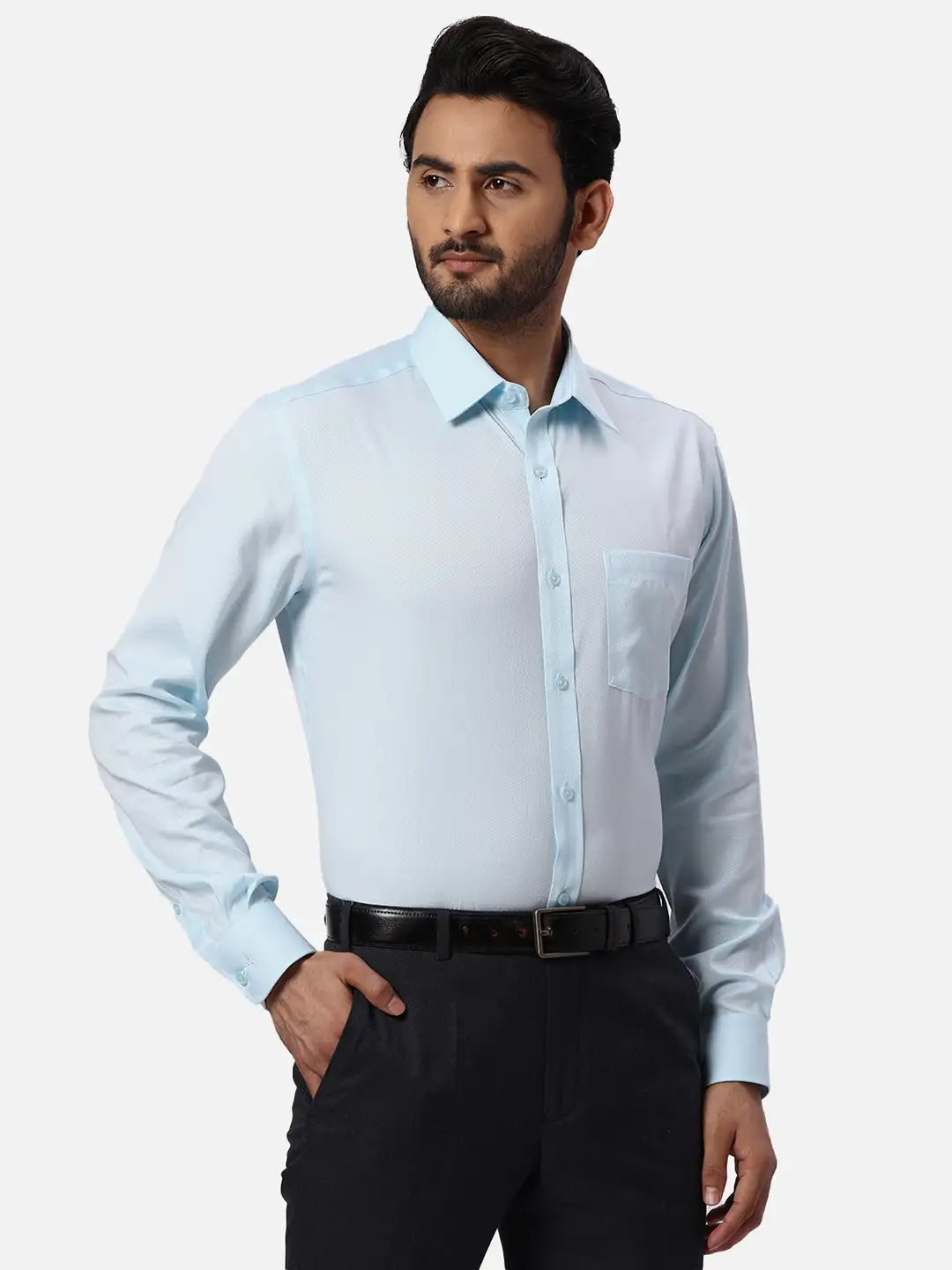Park Avenue Regular Fit Self Design Medium Orange Shirt