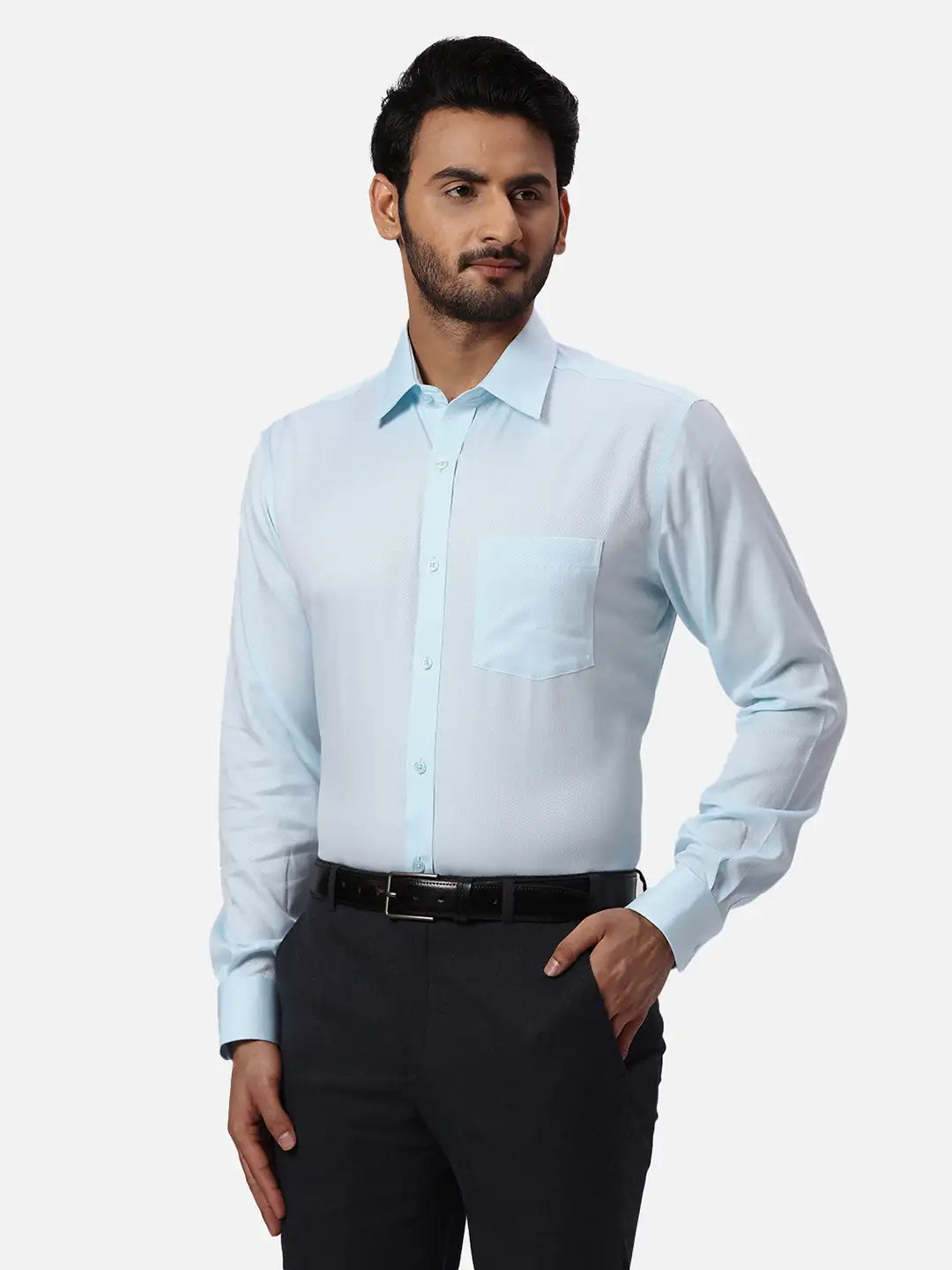 Park Avenue Regular Fit Self Design Medium Orange Shirt