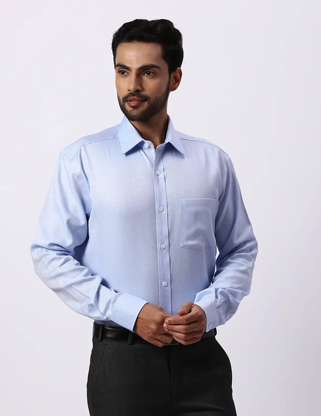 Park Avenue Regular Fit Self Design Medium Violet Shirt