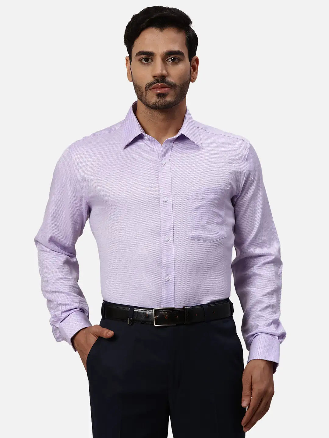 Park Avenue Regular Fit Self Design White Shirt