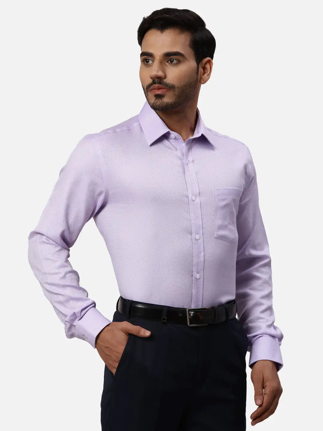 Park Avenue Regular Fit Self Design White Shirt