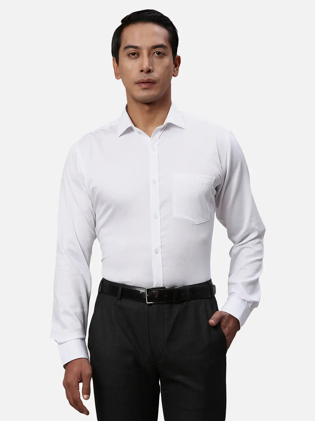 Park Avenue Regular Fit Self Design Medium Grey Shirt