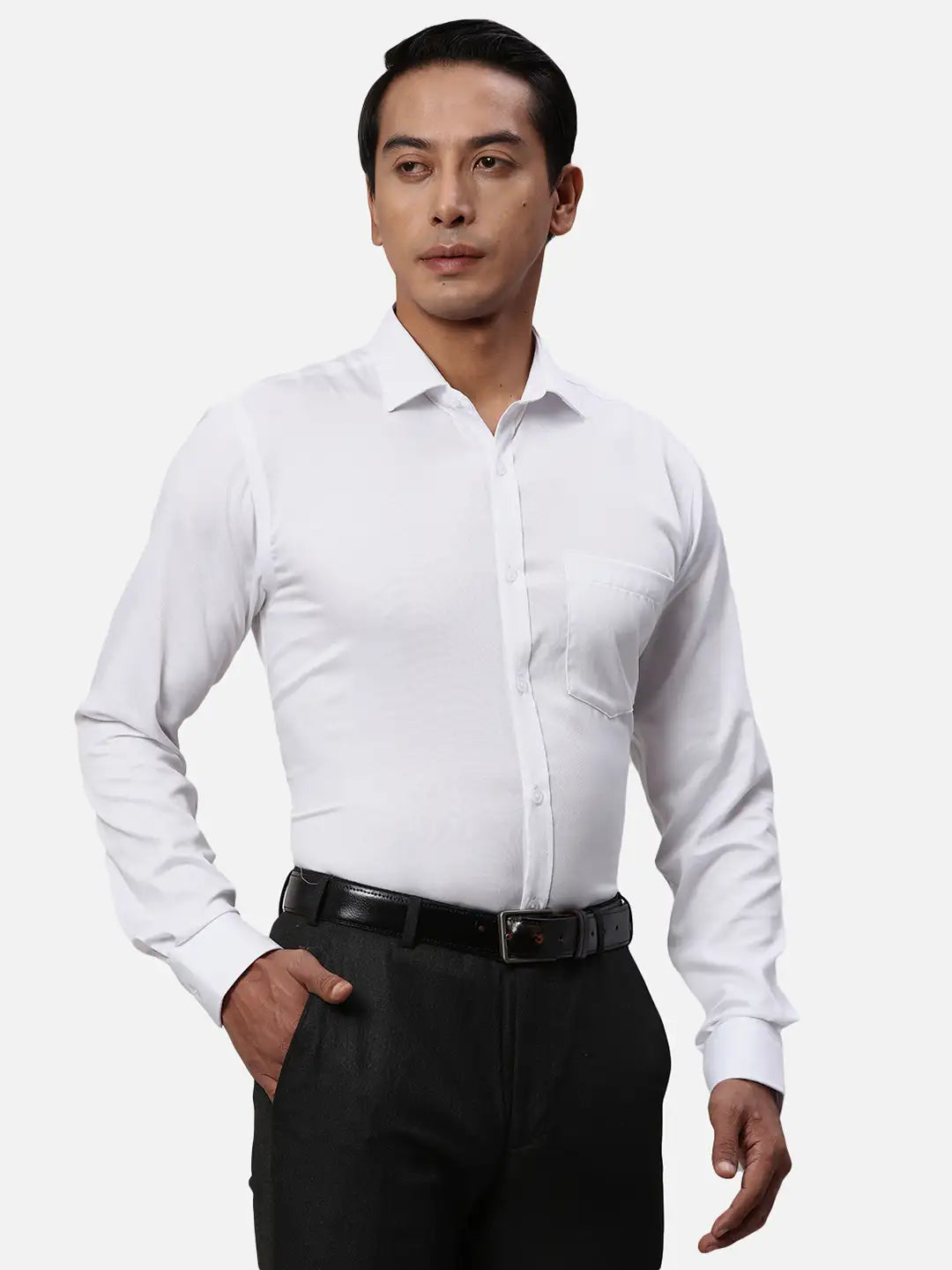 Park Avenue Regular Fit Self Design Medium Grey Shirt