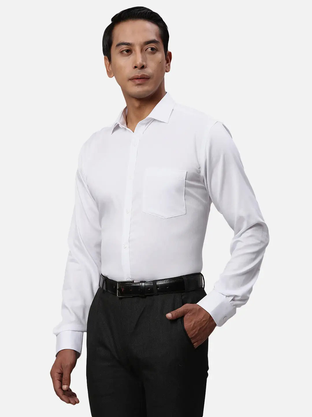 Park Avenue Regular Fit Self Design Medium Grey Shirt
