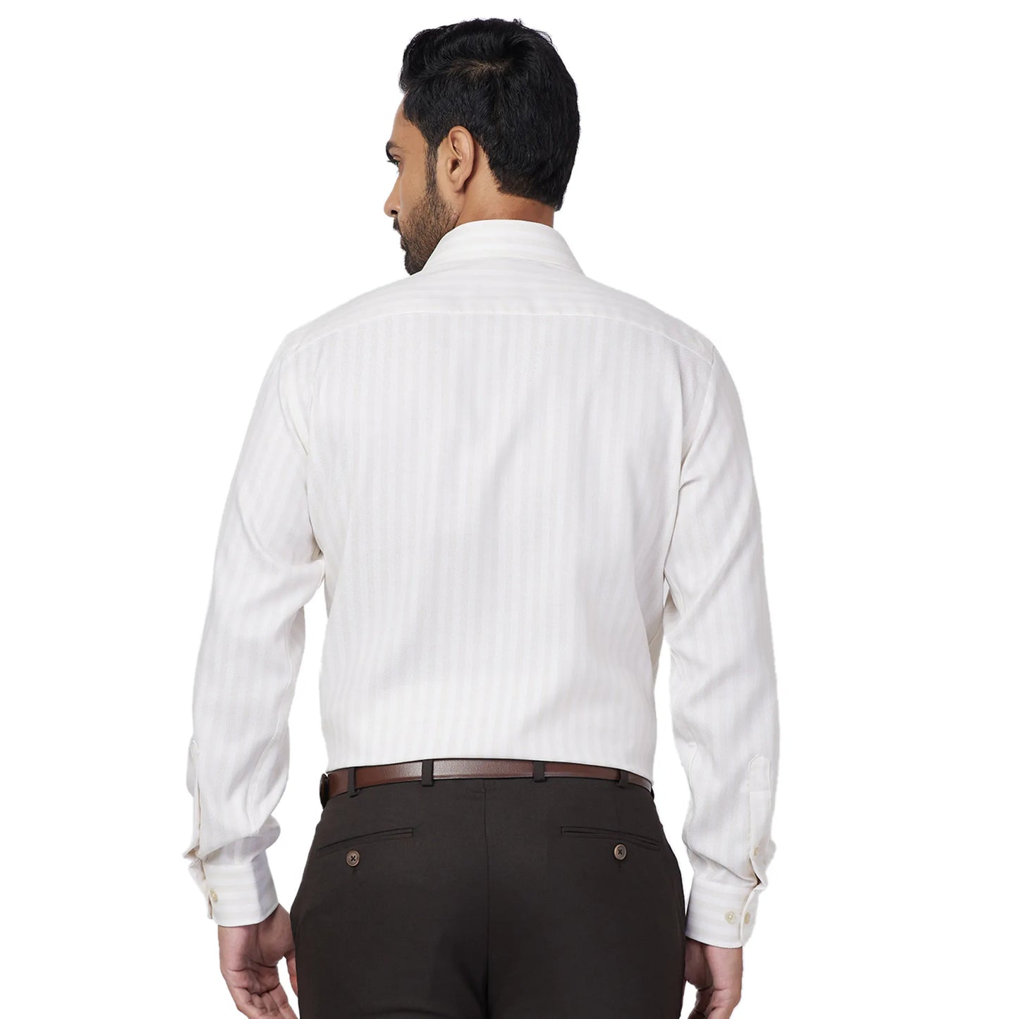 Park Avenue Men Green Stripe Regular Fit Cotton Full Sleeve Ainsley Collar Shirt