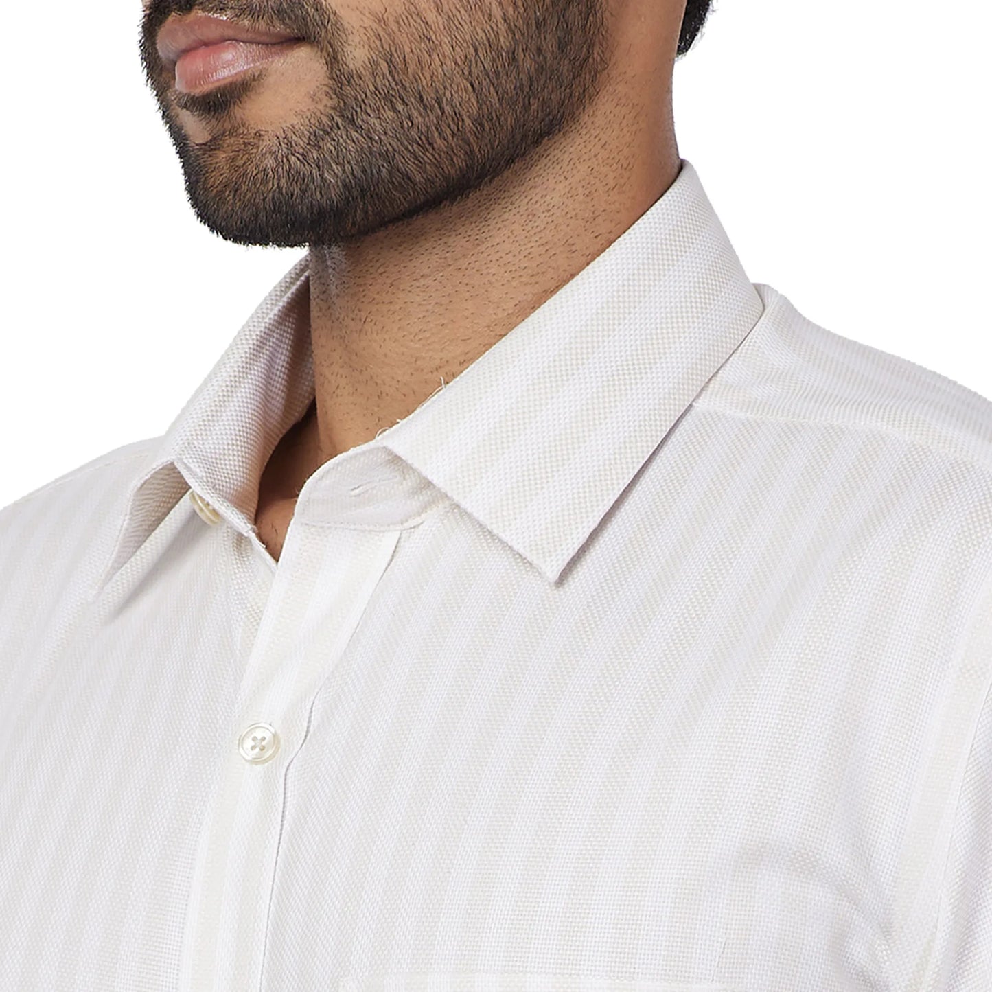 Park Avenue Men Green Stripe Regular Fit Cotton Full Sleeve Ainsley Collar Shirt