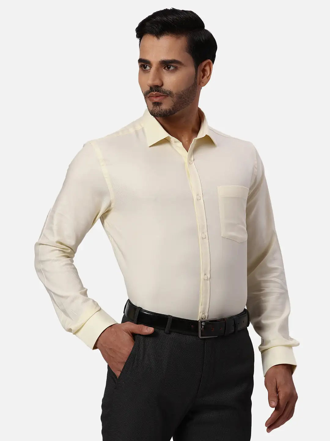 Park Avenue Regular Fit Self Design Medium Petrol Shirt