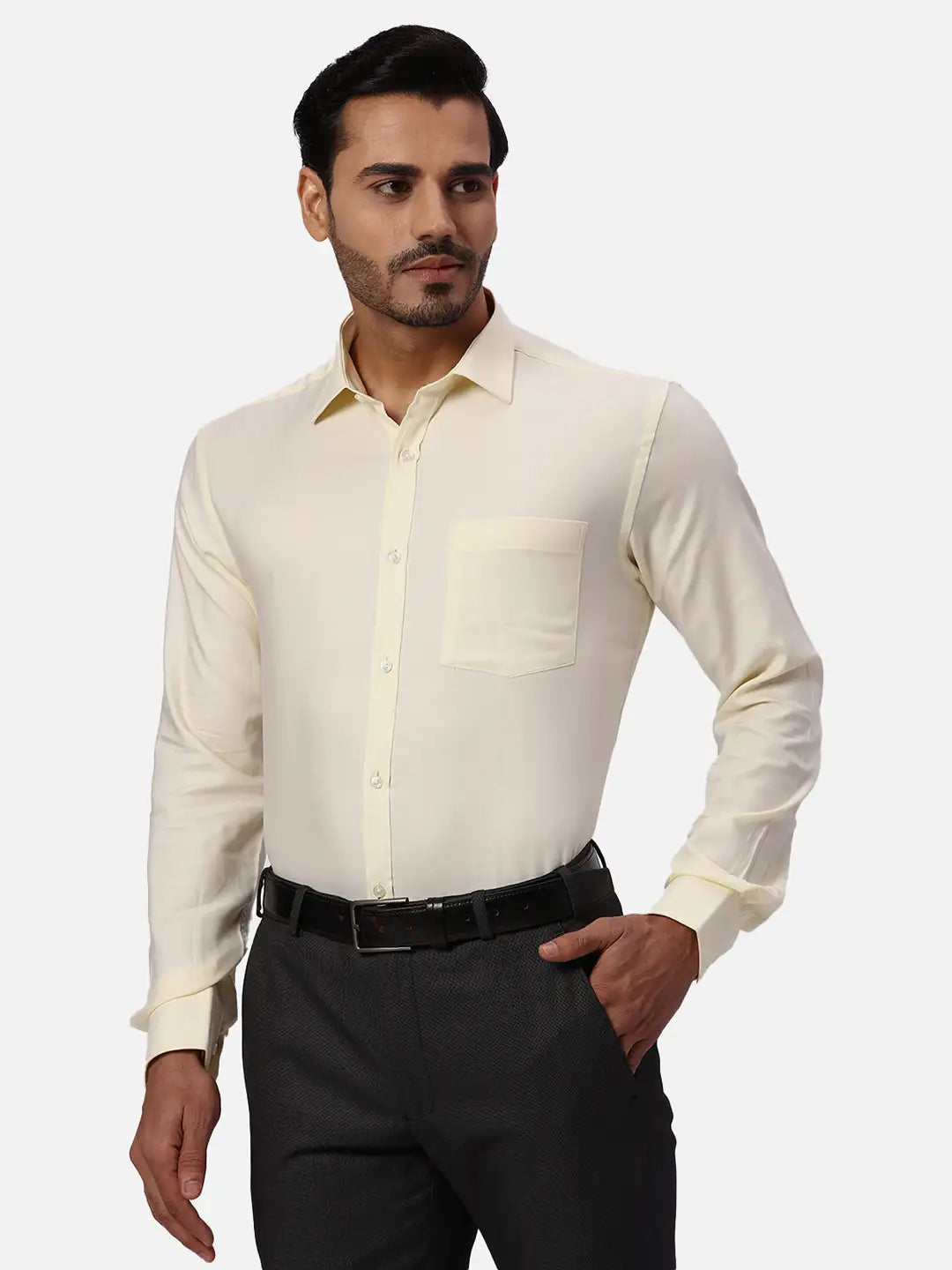 Park Avenue Regular Fit Self Design Medium Petrol Shirt