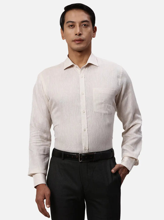 Park Avenue Regular Fit Striped Light Fawn Shirt