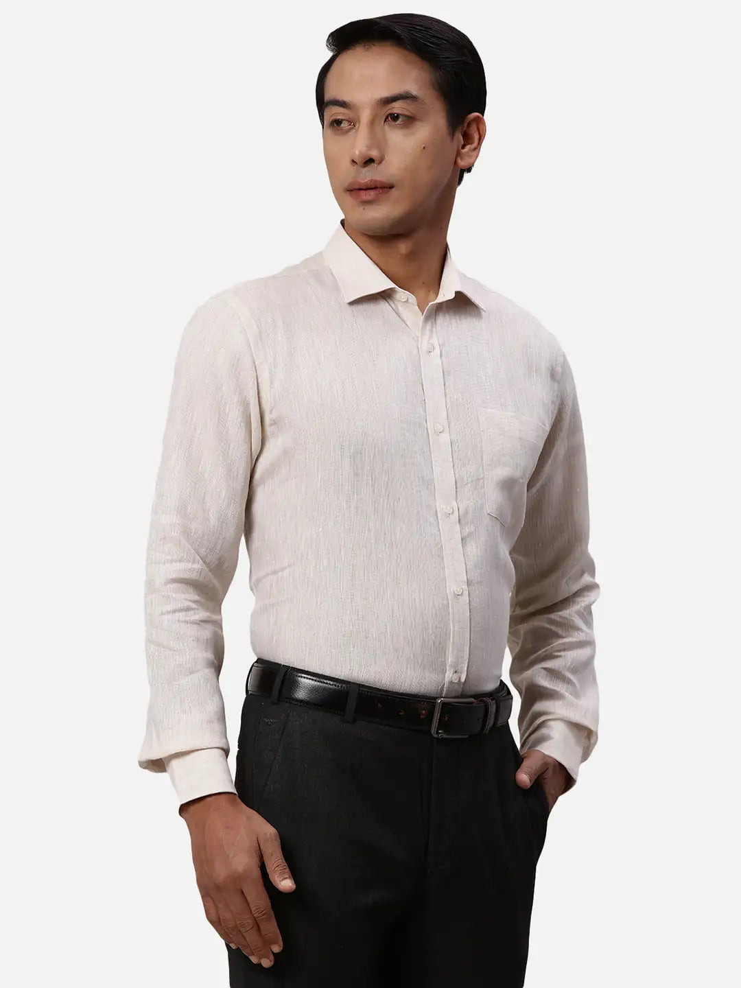 Park Avenue Regular Fit Striped Light Fawn Shirt