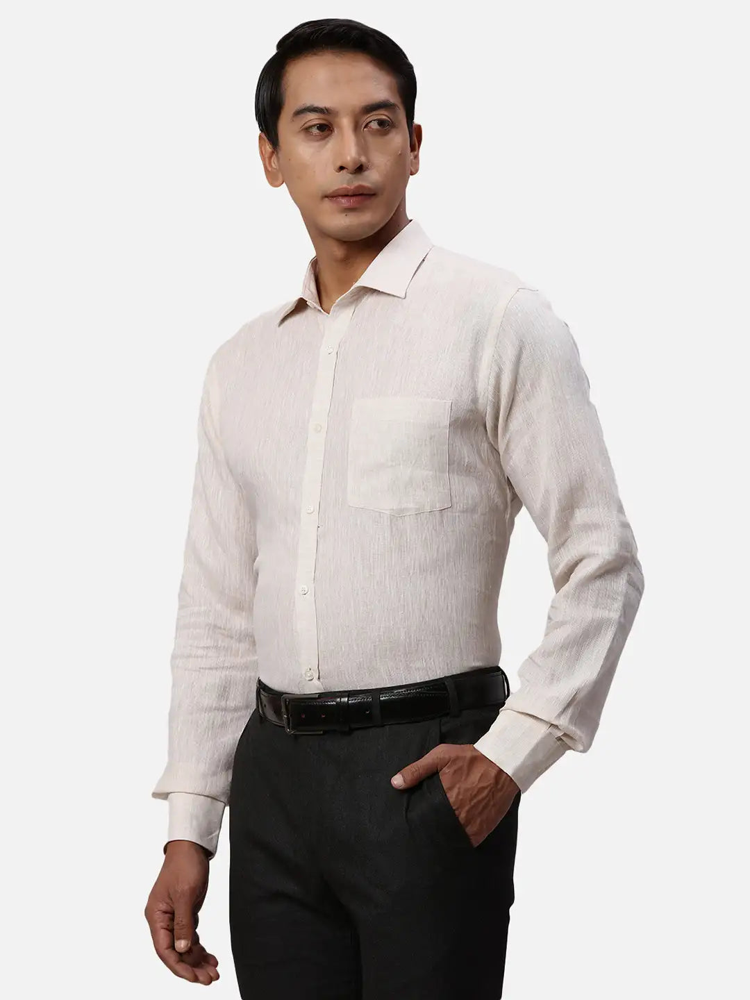 Park Avenue Regular Fit Striped Light Fawn Shirt