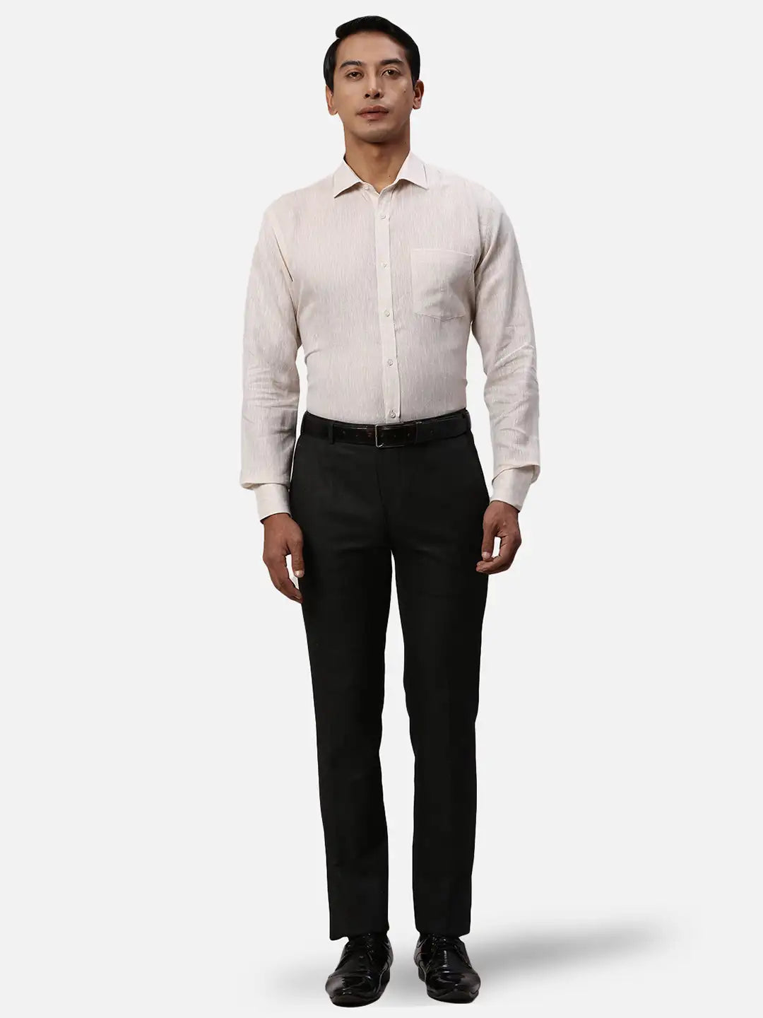 Park Avenue Regular Fit Striped Light Fawn Shirt