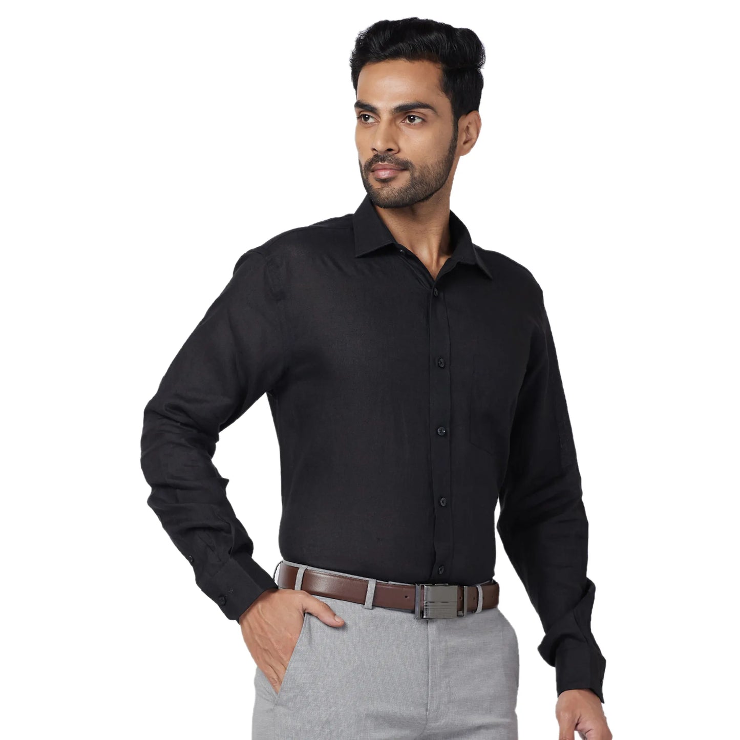 Park Avenue Men Blue Structure Regular Fit Cotton Blend Full Sleeve Ainsley Collar Shirt