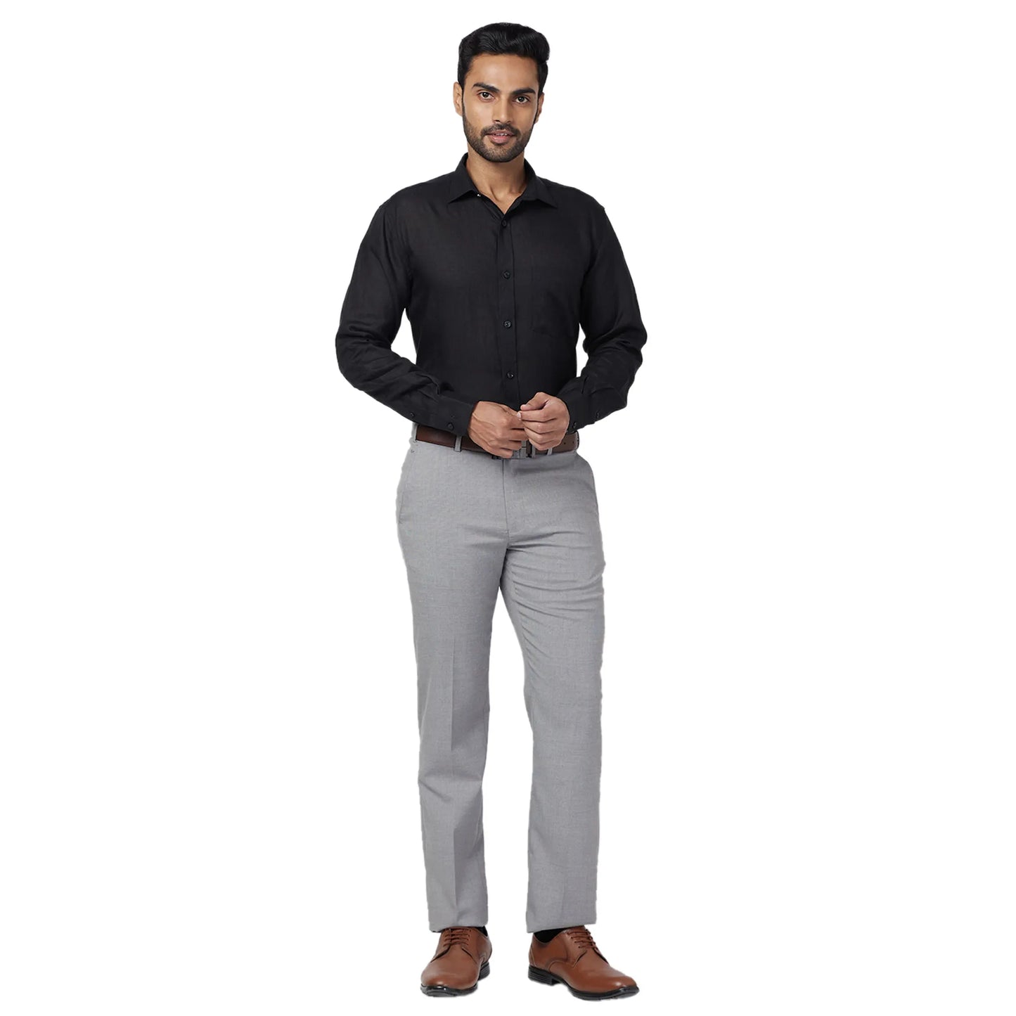 Park Avenue Men Blue Structure Regular Fit Cotton Blend Full Sleeve Ainsley Collar Shirt