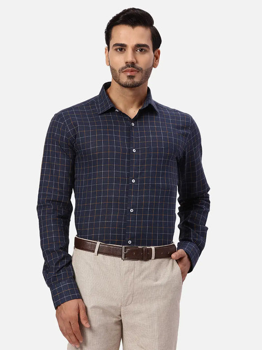 Park Avenue Regular Fit Checkered Medium Violet Shirt