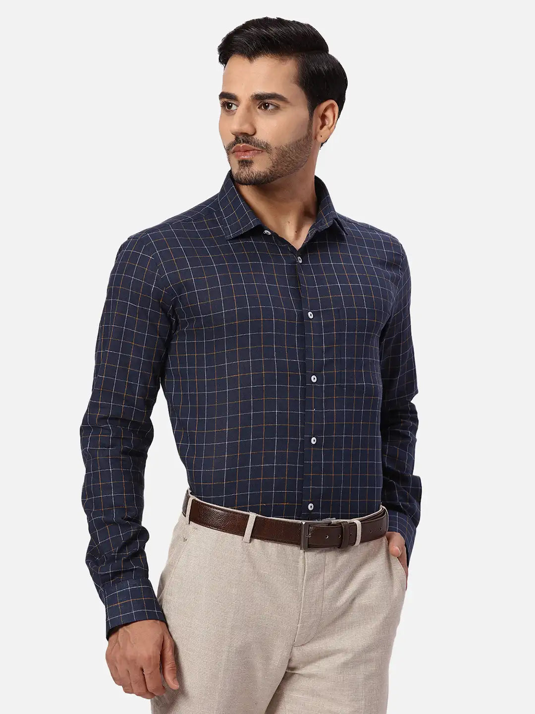 Park Avenue Regular Fit Checkered Medium Violet Shirt
