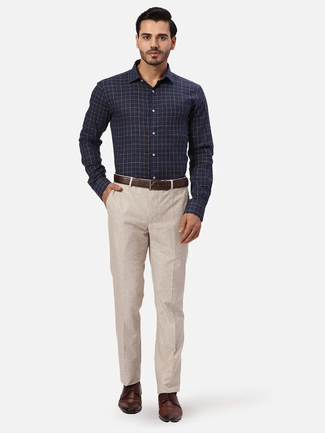 Park Avenue Regular Fit Checkered Medium Violet Shirt