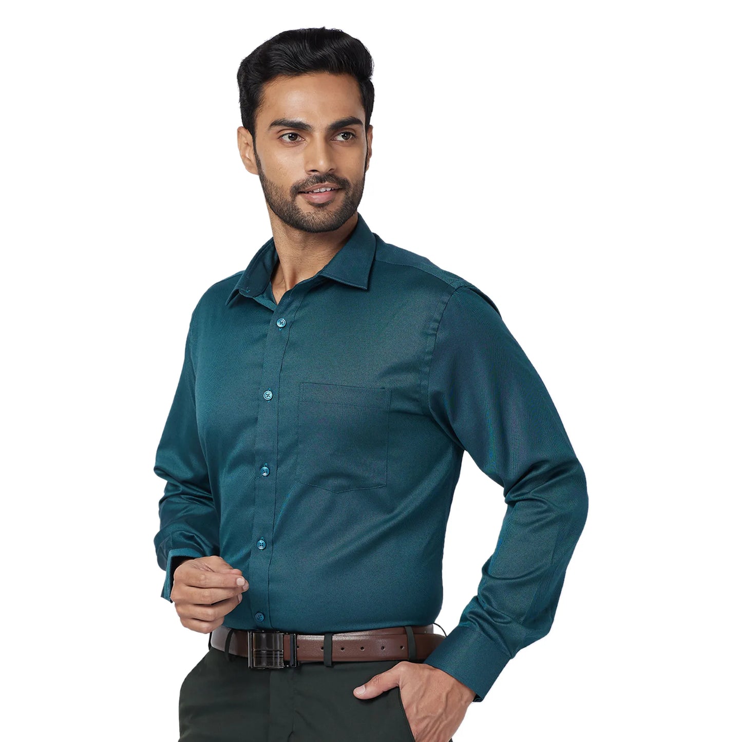 Park Avenue Men Blue Checks Regular Fit Cotton Full Sleeve Ainsley Collar Shirt
