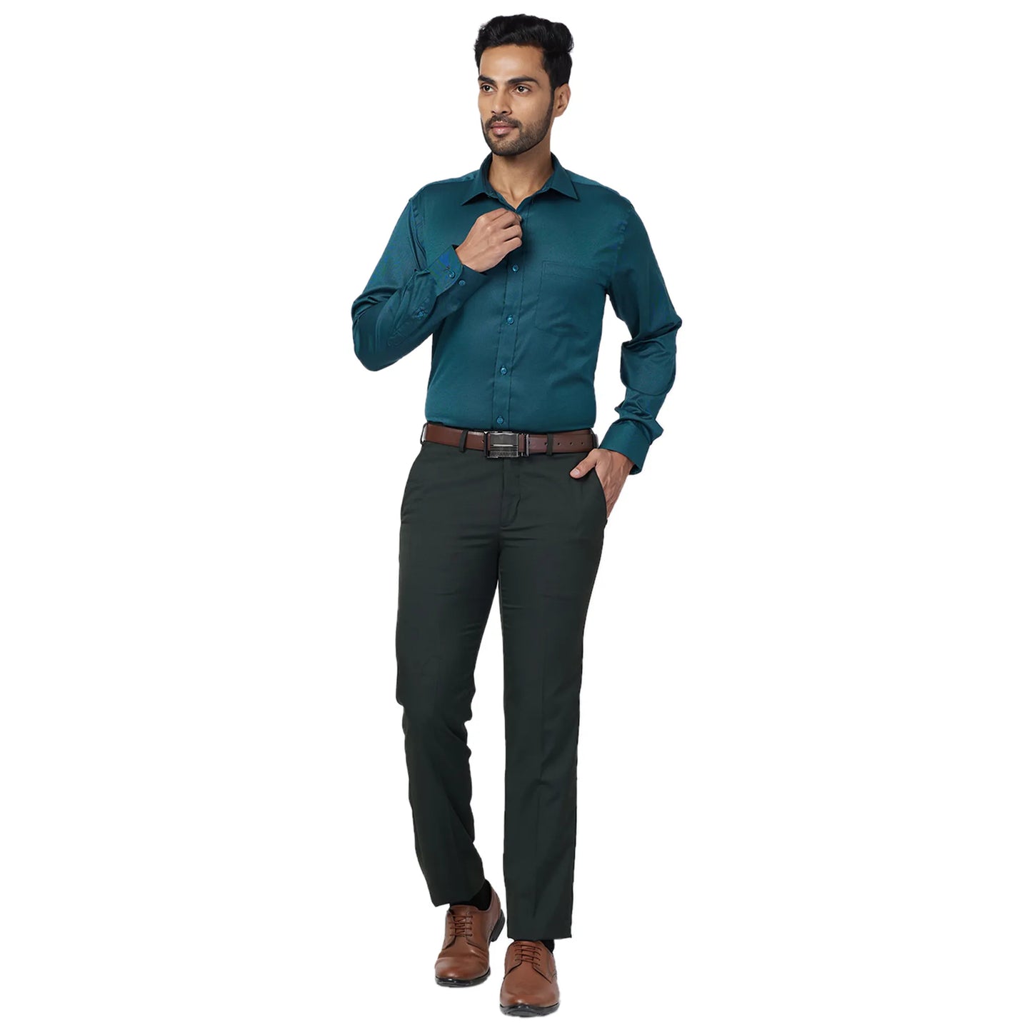 Park Avenue Men Blue Checks Regular Fit Cotton Full Sleeve Ainsley Collar Shirt