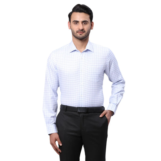 Park Avenue Men Blue Structure Regular Fit Cotton Full Sleeve Ainsley Collar Shirt