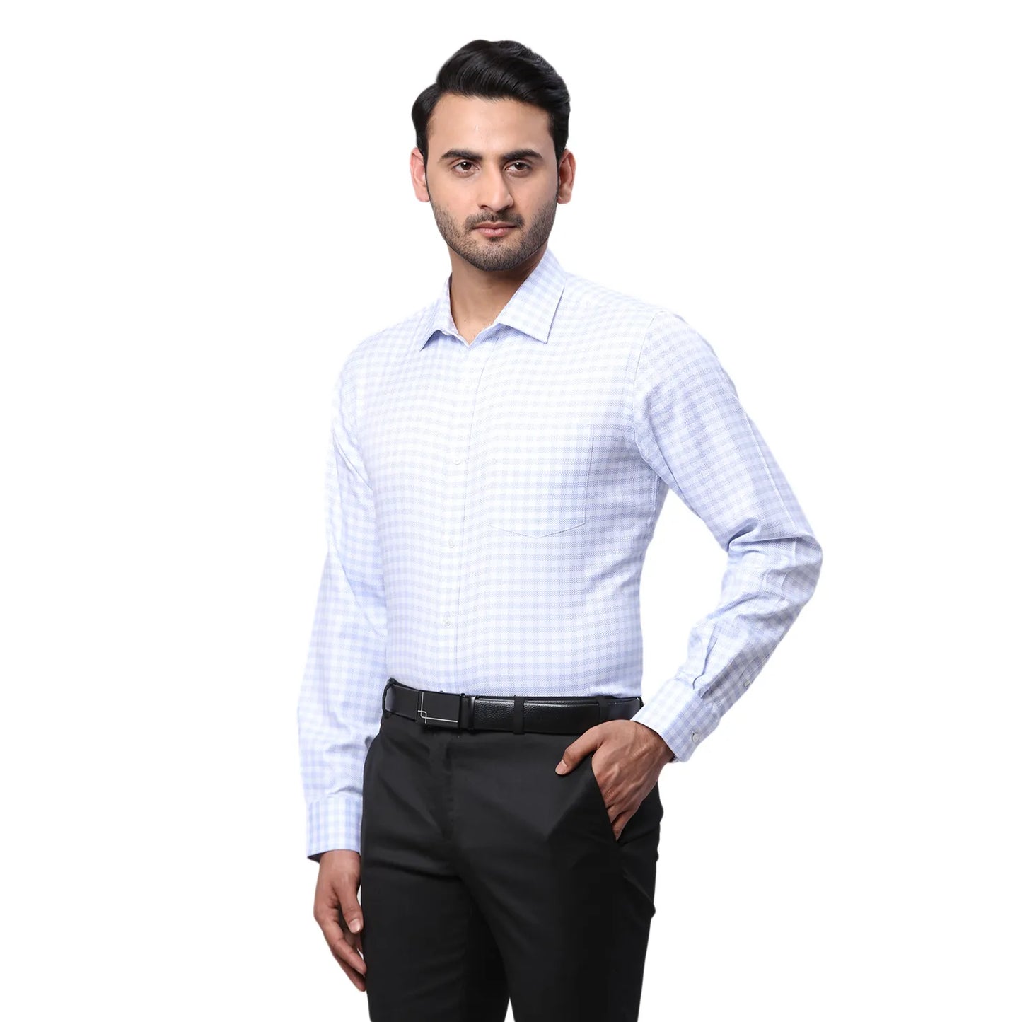 Park Avenue Men Blue Structure Regular Fit Cotton Full Sleeve Ainsley Collar Shirt