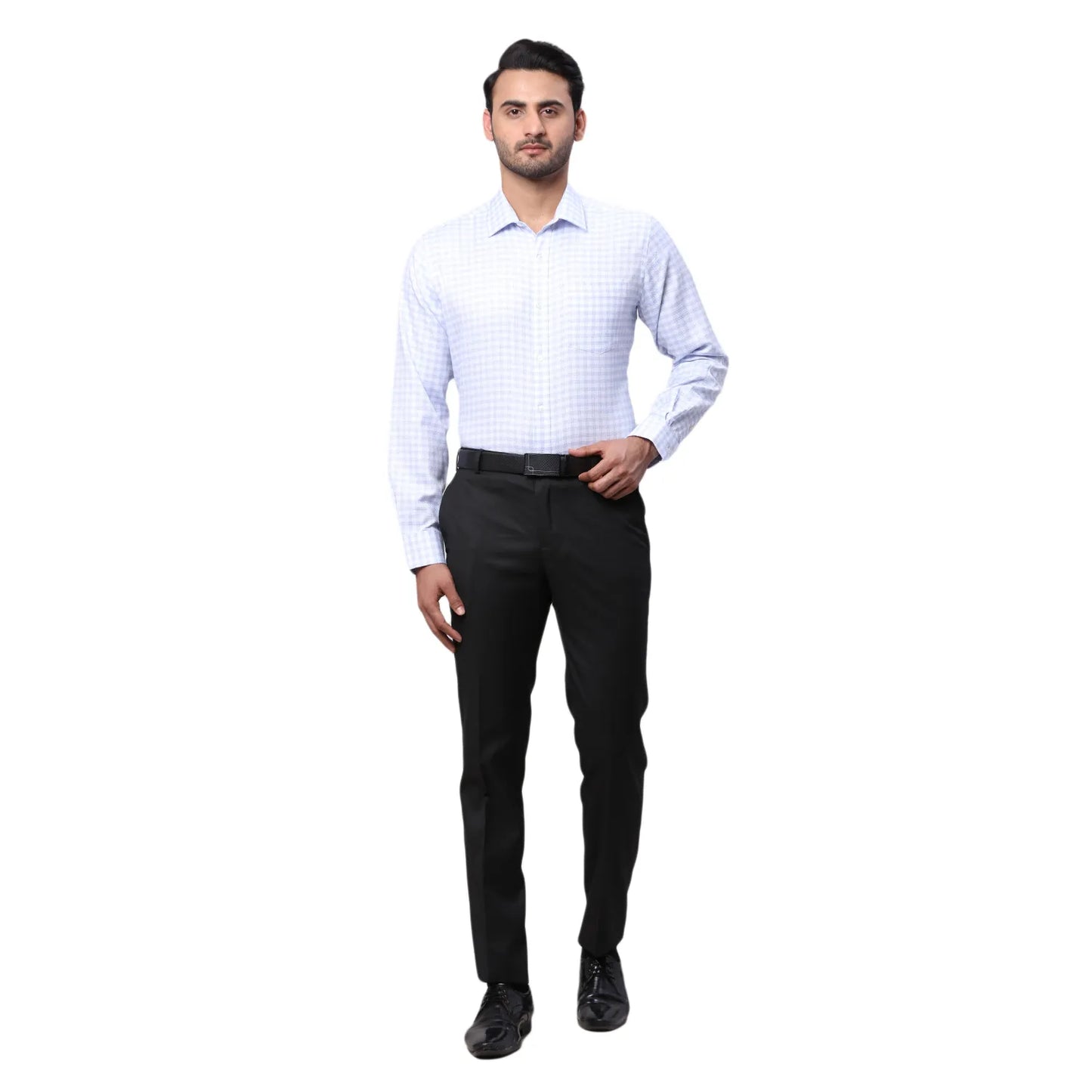 Park Avenue Men Blue Structure Regular Fit Cotton Full Sleeve Ainsley Collar Shirt