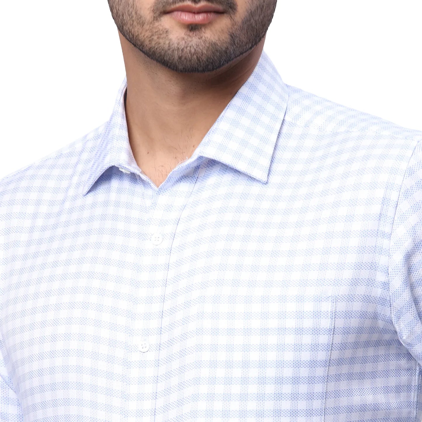 Park Avenue Men Blue Structure Regular Fit Cotton Full Sleeve Ainsley Collar Shirt