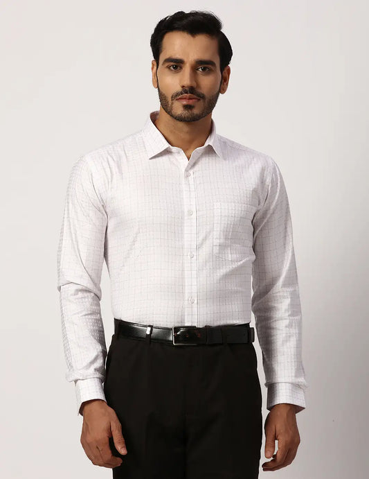 Park Avenue Regular Fit Self Design White Shirt
