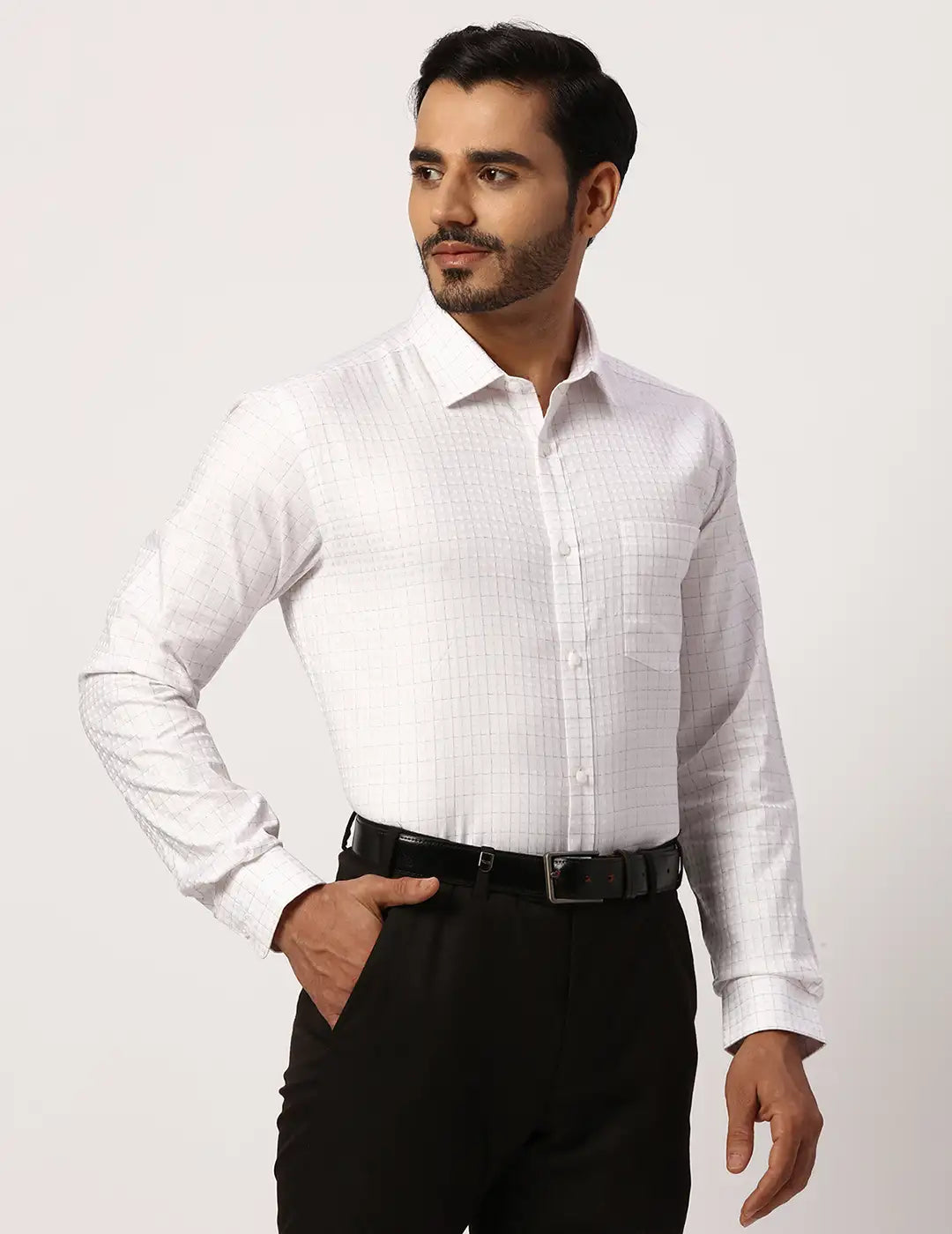 Park Avenue Regular Fit Self Design White Shirt