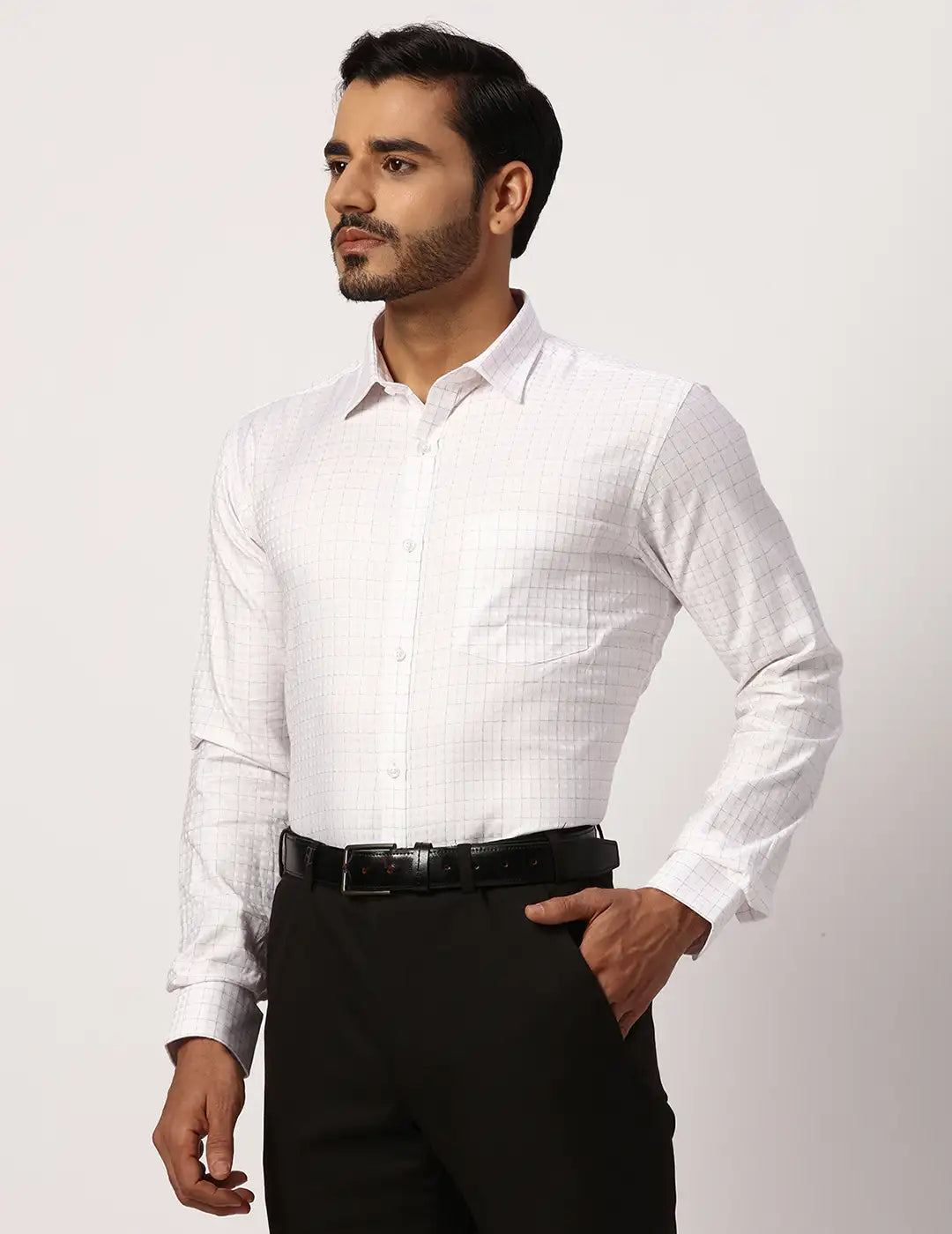 Park Avenue Regular Fit Self Design White Shirt