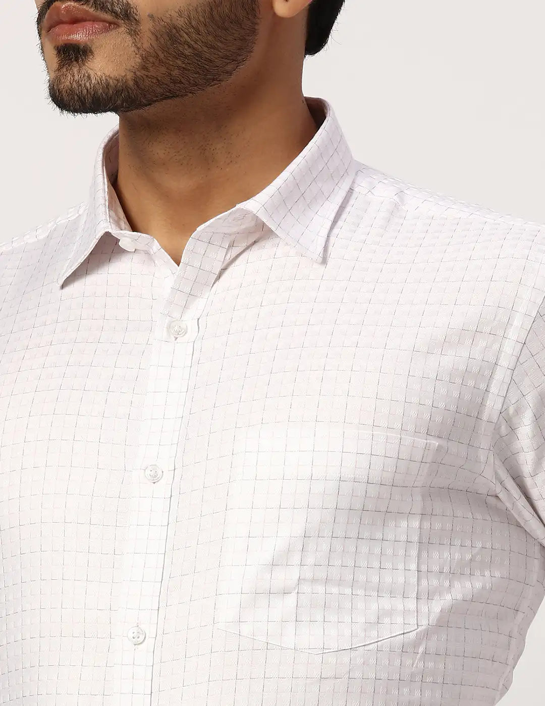 Park Avenue Regular Fit Self Design White Shirt