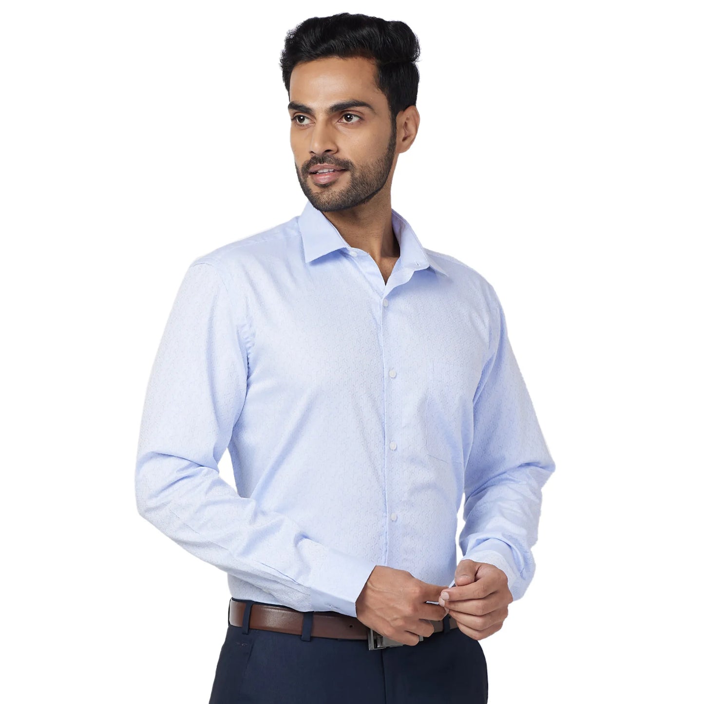 Park Avenue Men Black Structure Slim Fit Cotton Cutaway Collar Shirt