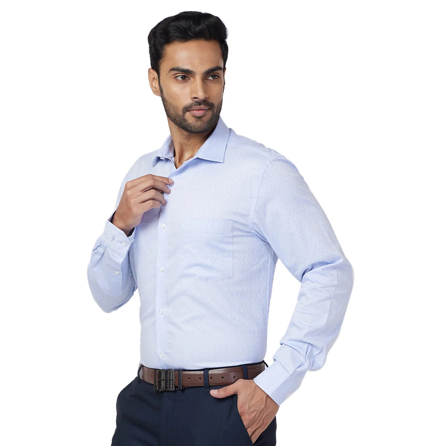 Park Avenue Men Black Structure Slim Fit Cotton Cutaway Collar Shirt