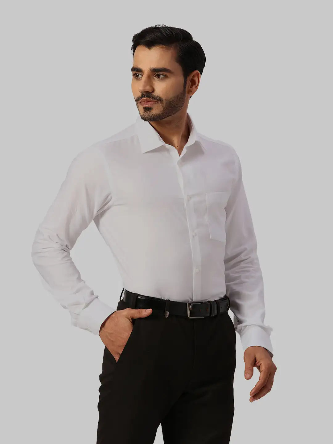 Park Avenue Regular Fit Self Design Medium Blue Shirt