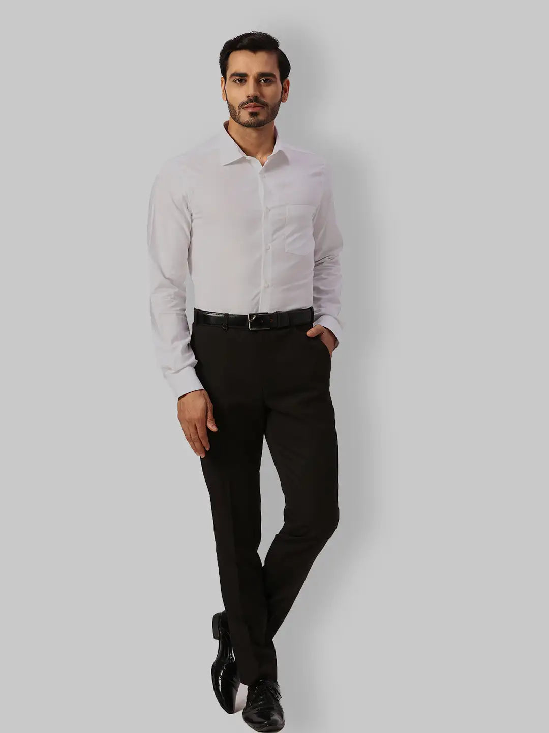 Park Avenue Regular Fit Self Design Medium Blue Shirt