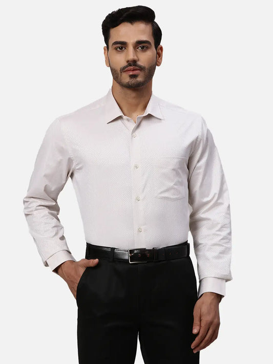 Park Avenue Regular Fit Striped Light Grey Shirt