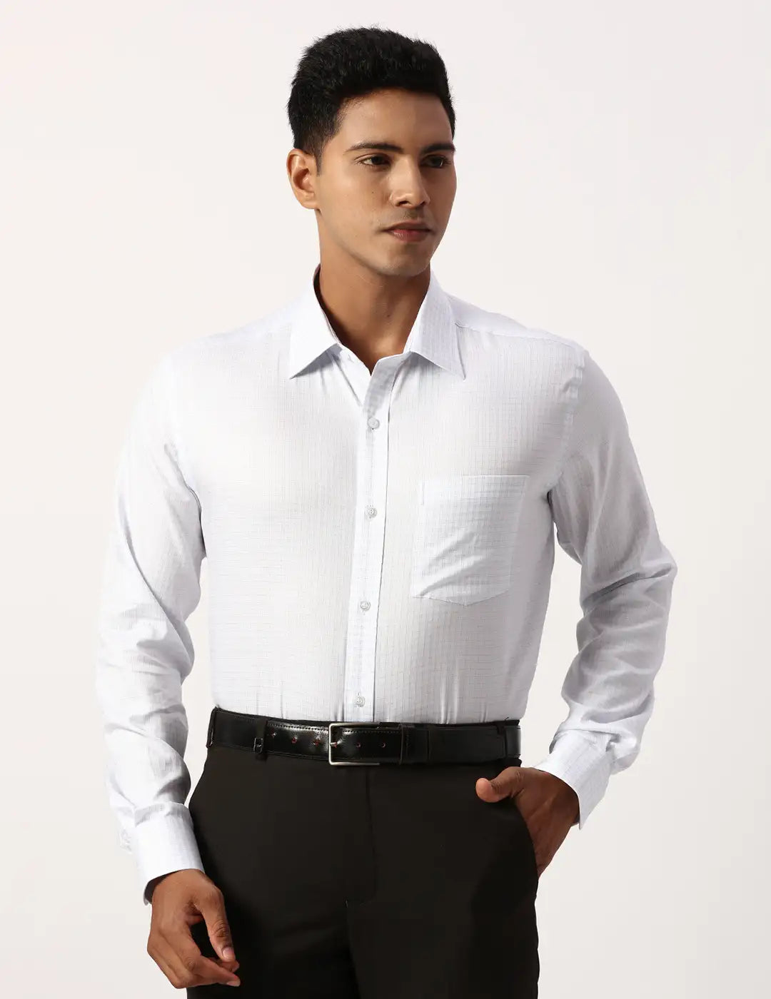 Park Avenue Regular Fit Striped Medium Blue Shirt