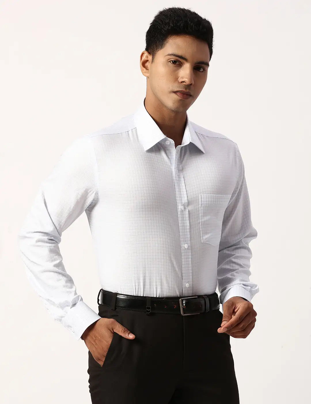 Park Avenue Regular Fit Striped Medium Blue Shirt