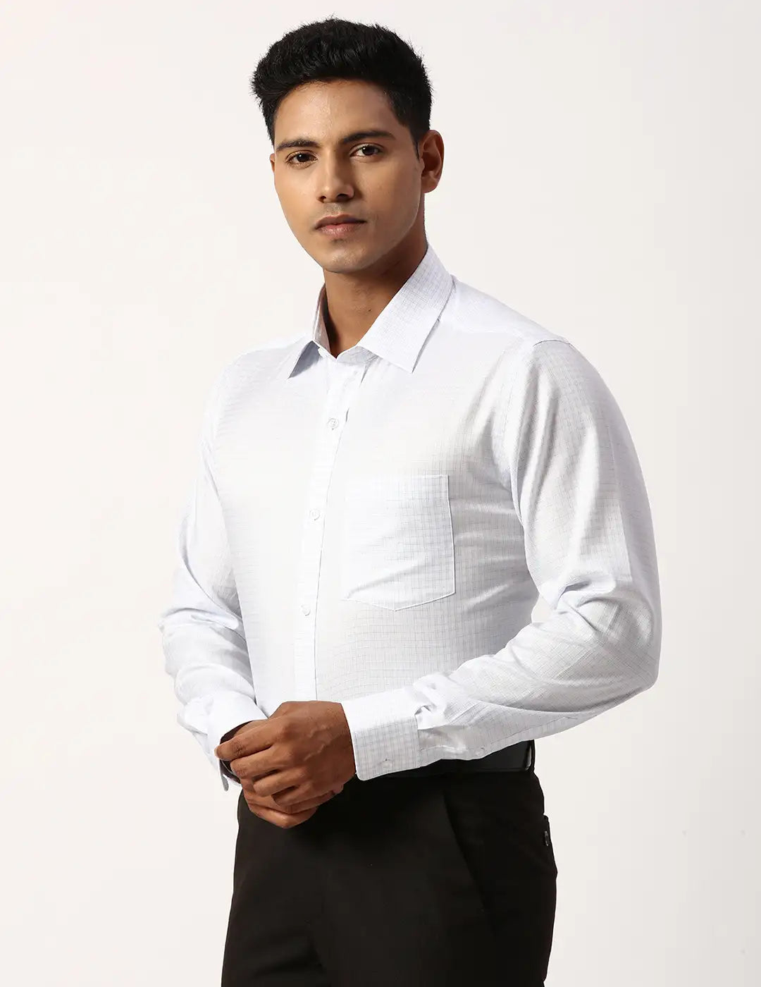 Park Avenue Regular Fit Striped Medium Blue Shirt
