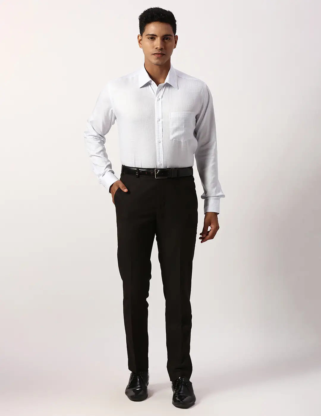 Park Avenue Regular Fit Striped Medium Blue Shirt